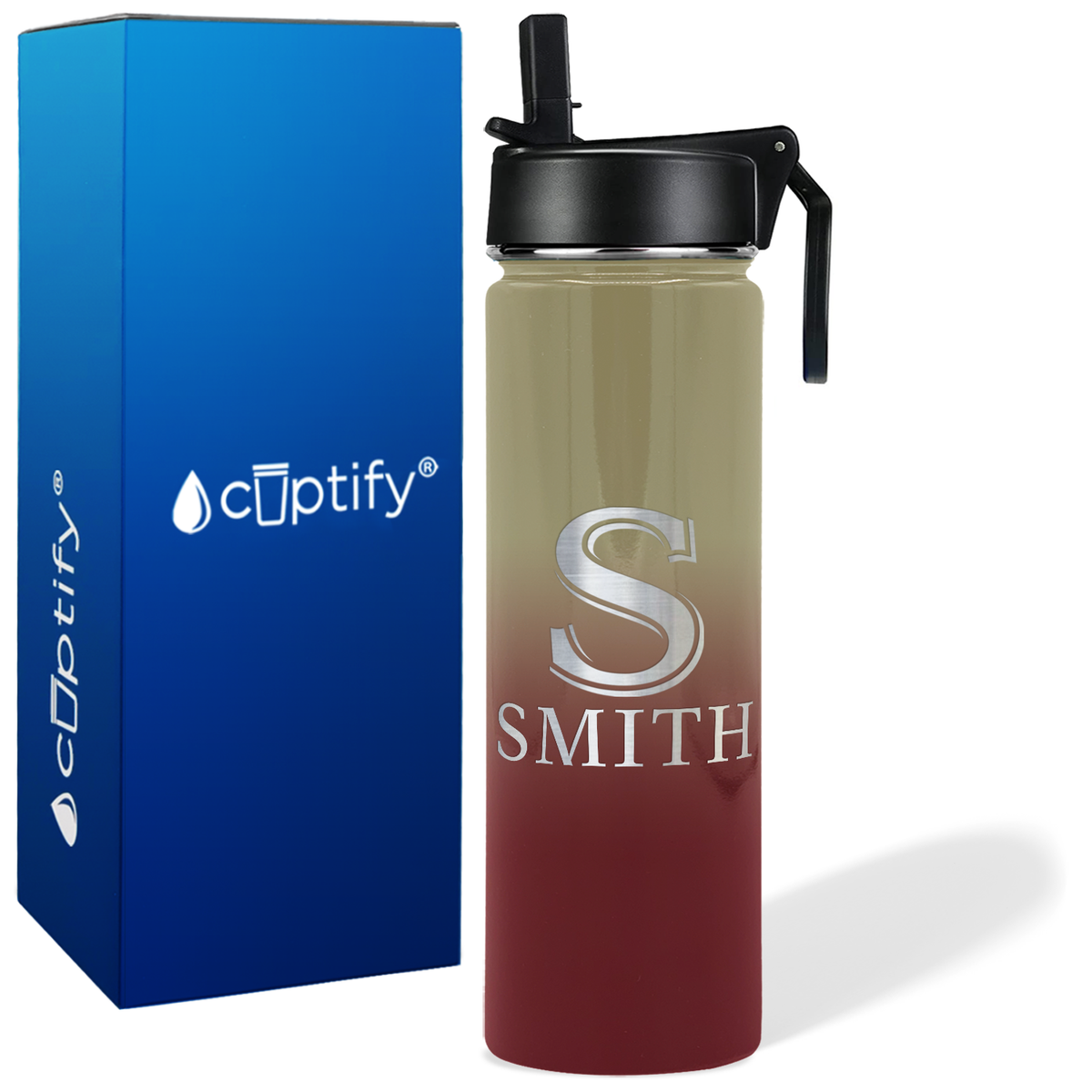 Personalized Monogram Initial and Name on 24oz Wide Mouth Bottle