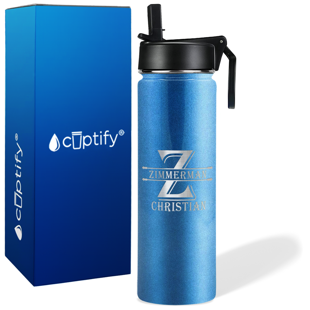 Personalized Initial Block on 24oz Wide Mouth Bottle