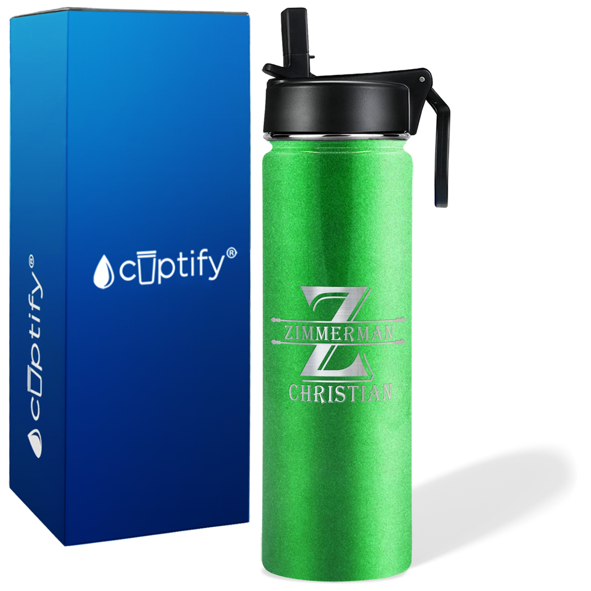 Personalized Initial Block on 24oz Wide Mouth Bottle