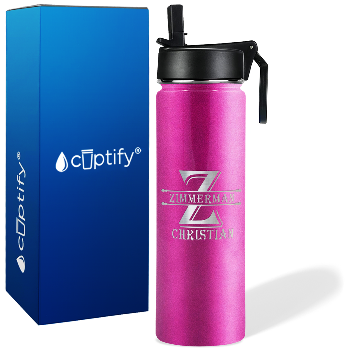 Personalized Initial Block on 24oz Wide Mouth Bottle