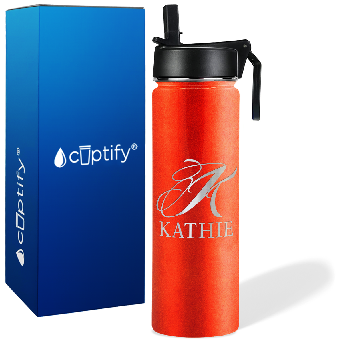 Personalized Script Initial and Name on 24oz Wide Mouth Bottle