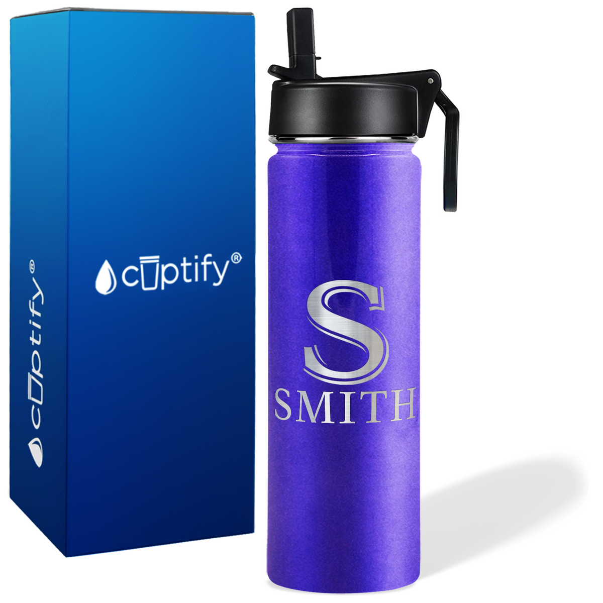 Personalized Monogram Initial and Name on 24oz Wide Mouth Bottle