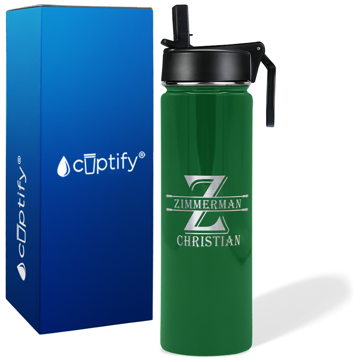 Personalized Initial Block on 24oz Wide Mouth Bottle