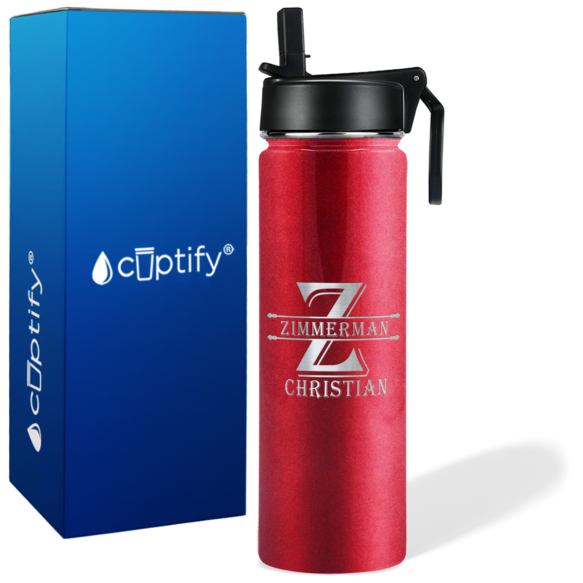 Personalized Initial Block on 24oz Wide Mouth Bottle