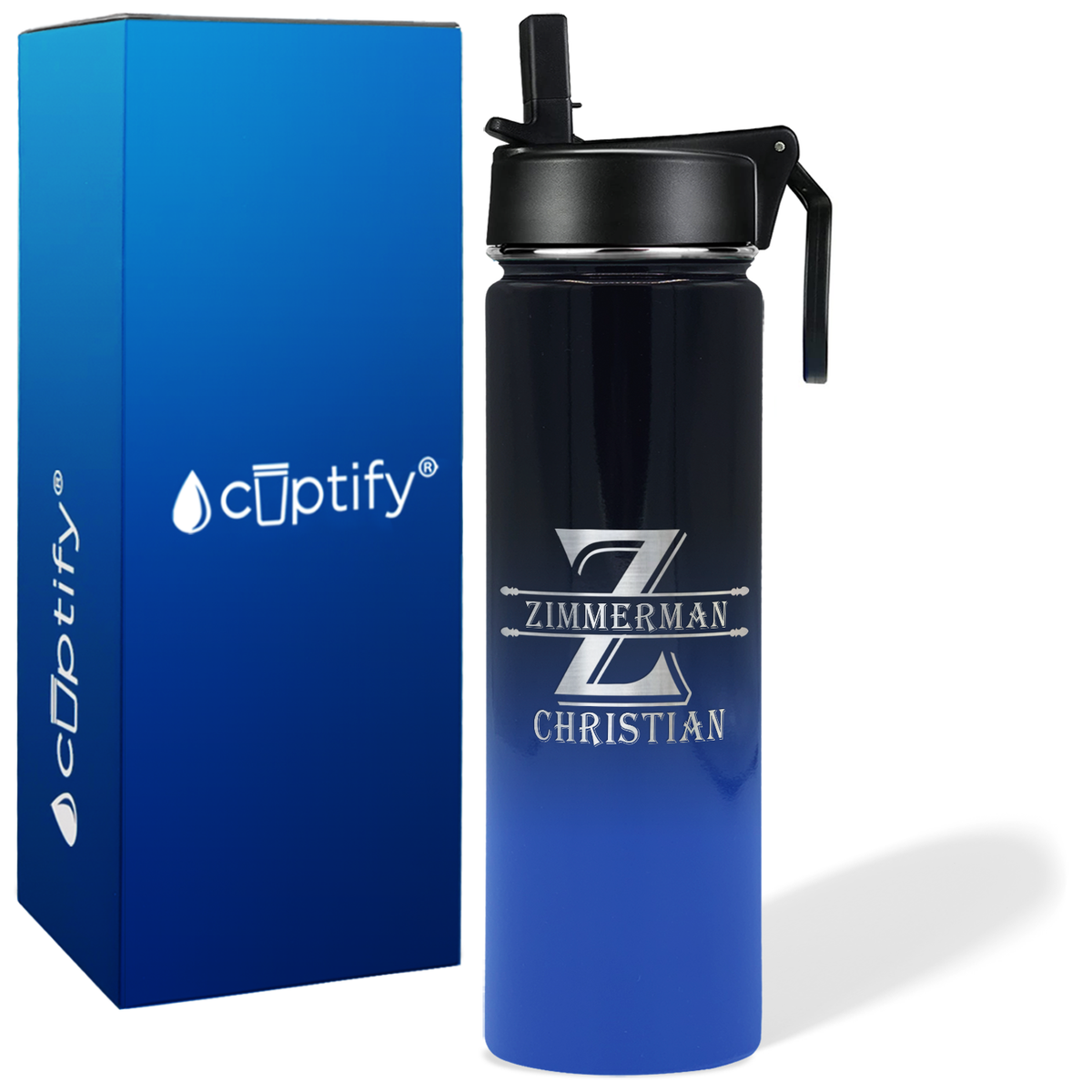 Personalized Initial Block on 24oz Wide Mouth Bottle