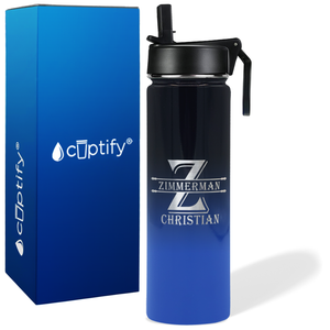 Personalized Initial Block on 24oz Wide Mouth Bottle