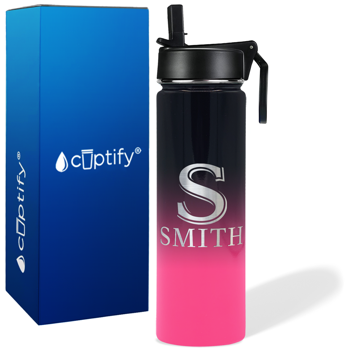 Personalized Monogram Initial and Name on 24oz Wide Mouth Bottle