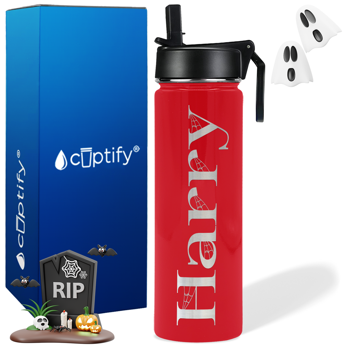 Personalized Wicked Halloween Font on 24oz Wide Mouth