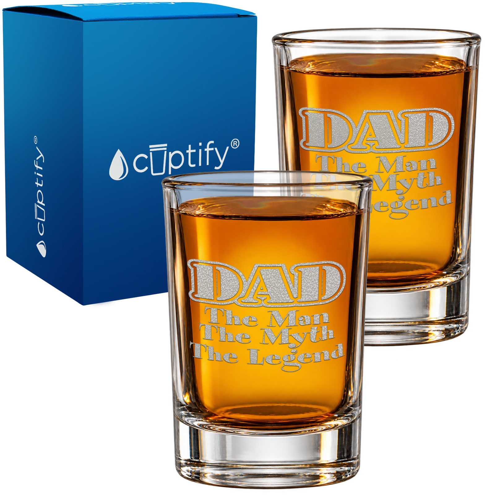 Dad The Man Myth Legend on Round Shot Glass