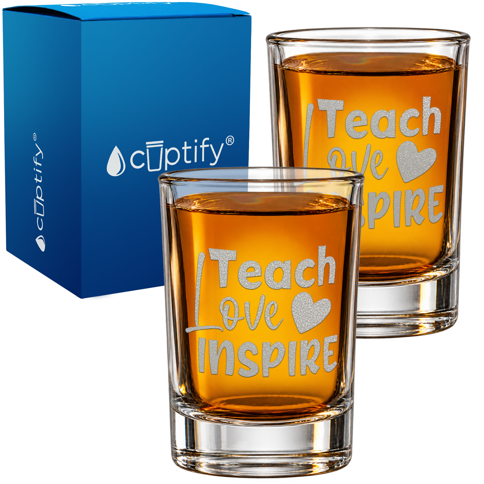 Teach Love Inspire on Round Shot Glass