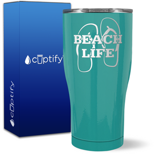 The Beach Life Sandals on 27oz Curve Tumbler