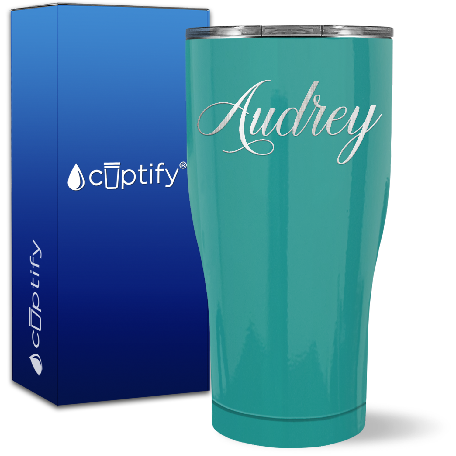 Personalized Aqua 27oz Engraved Curve Tumbler