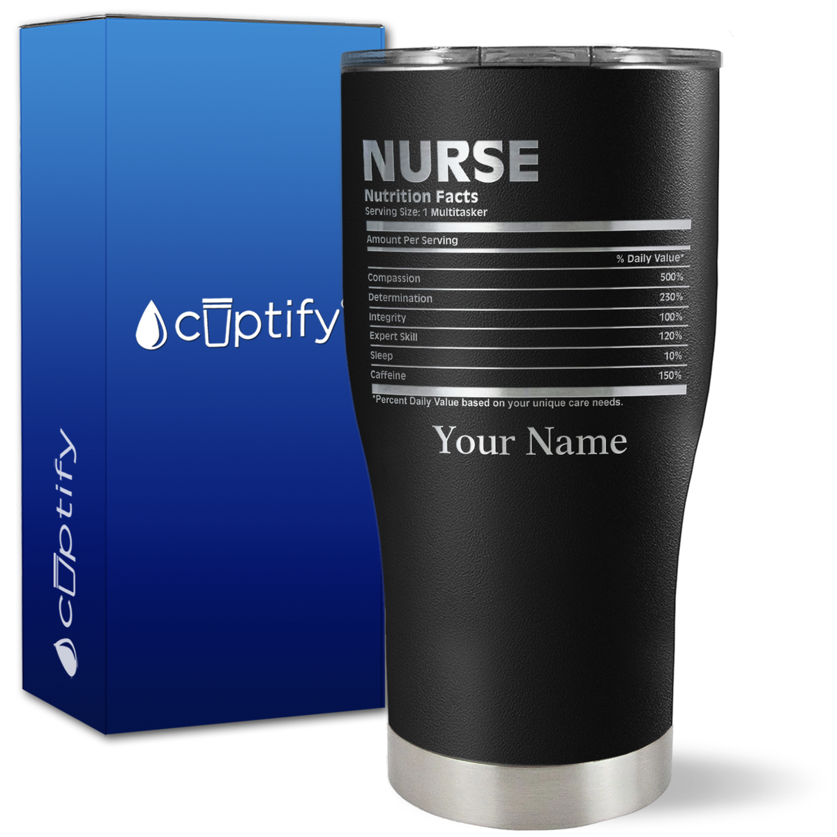 Personalized Nurse Nutrition Facts on 27oz Curve Tumbler