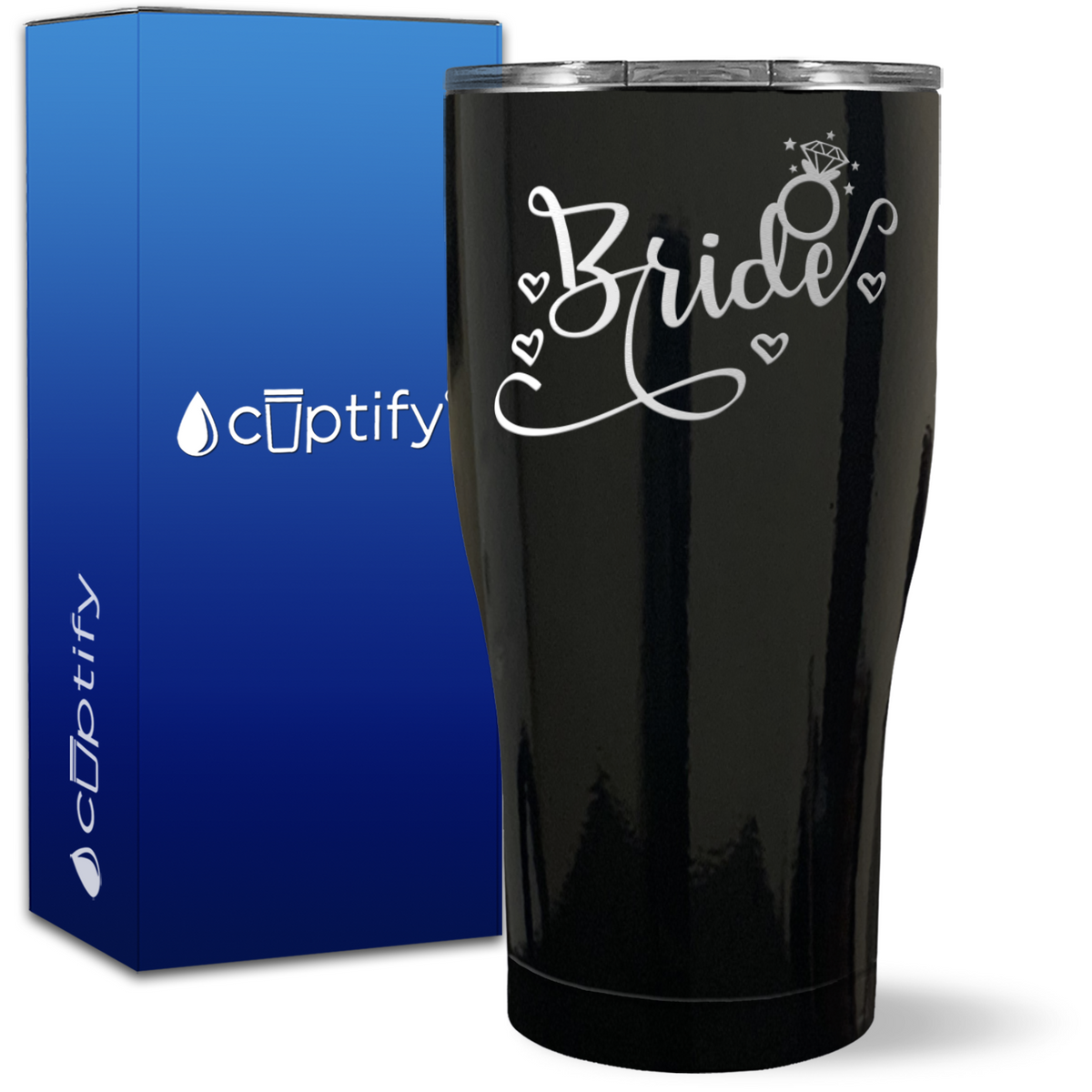 Bride Hearts and Ring on 27oz Curve Tumbler