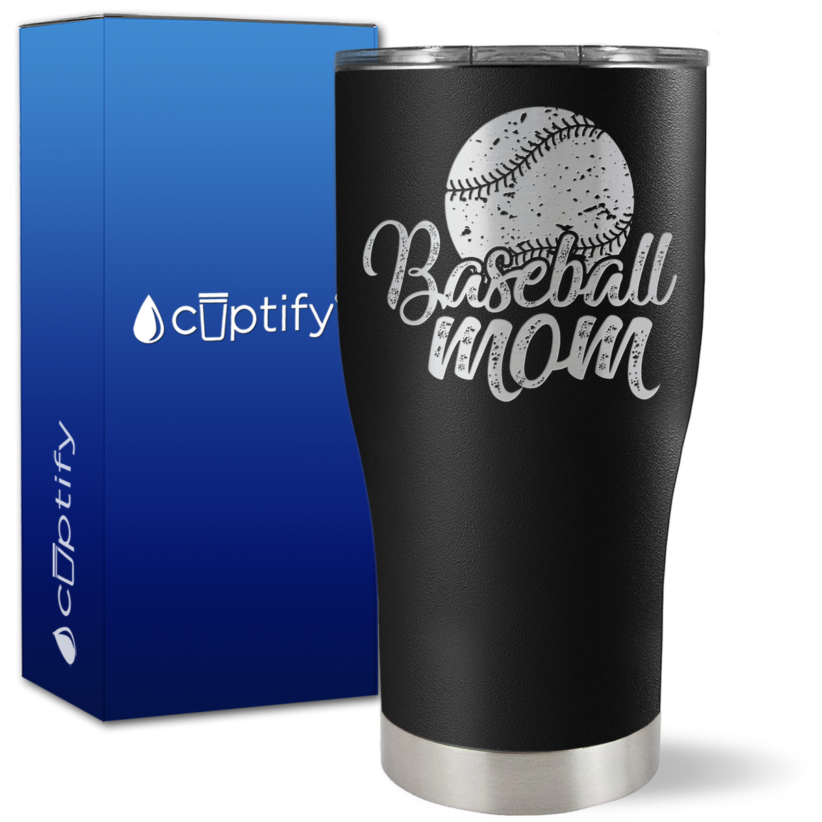 Baseball Mom Distressed on 27oz Curve Tumbler