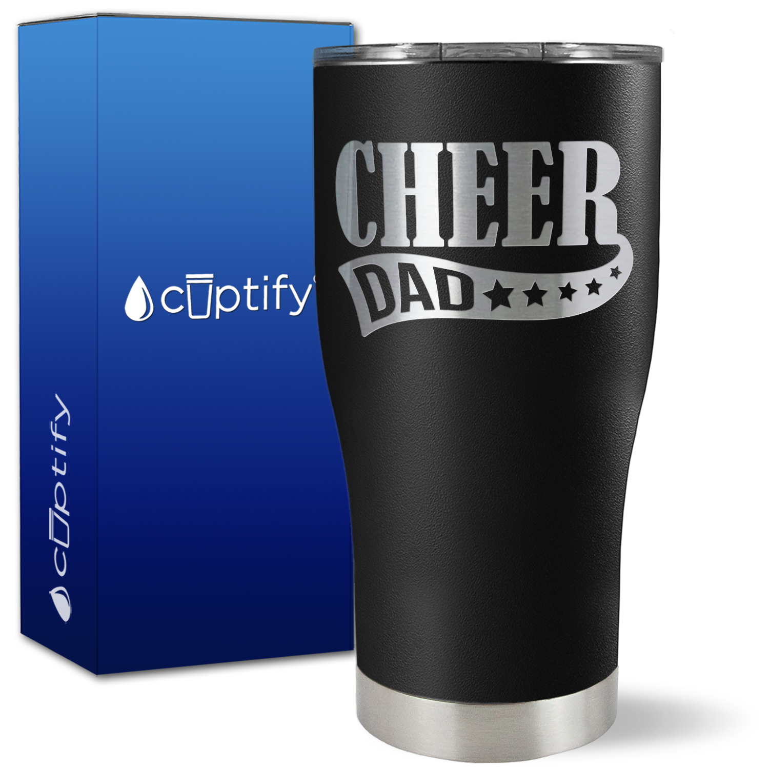 Cheer Dad Banner Stars on 27oz Curve Tumbler