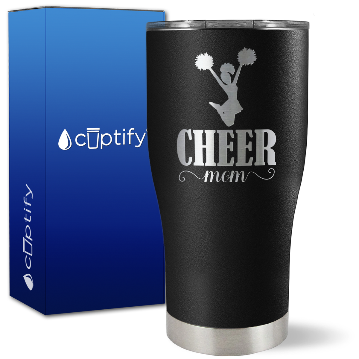 Cheer Mom Silhouette on 27oz Curve Tumbler