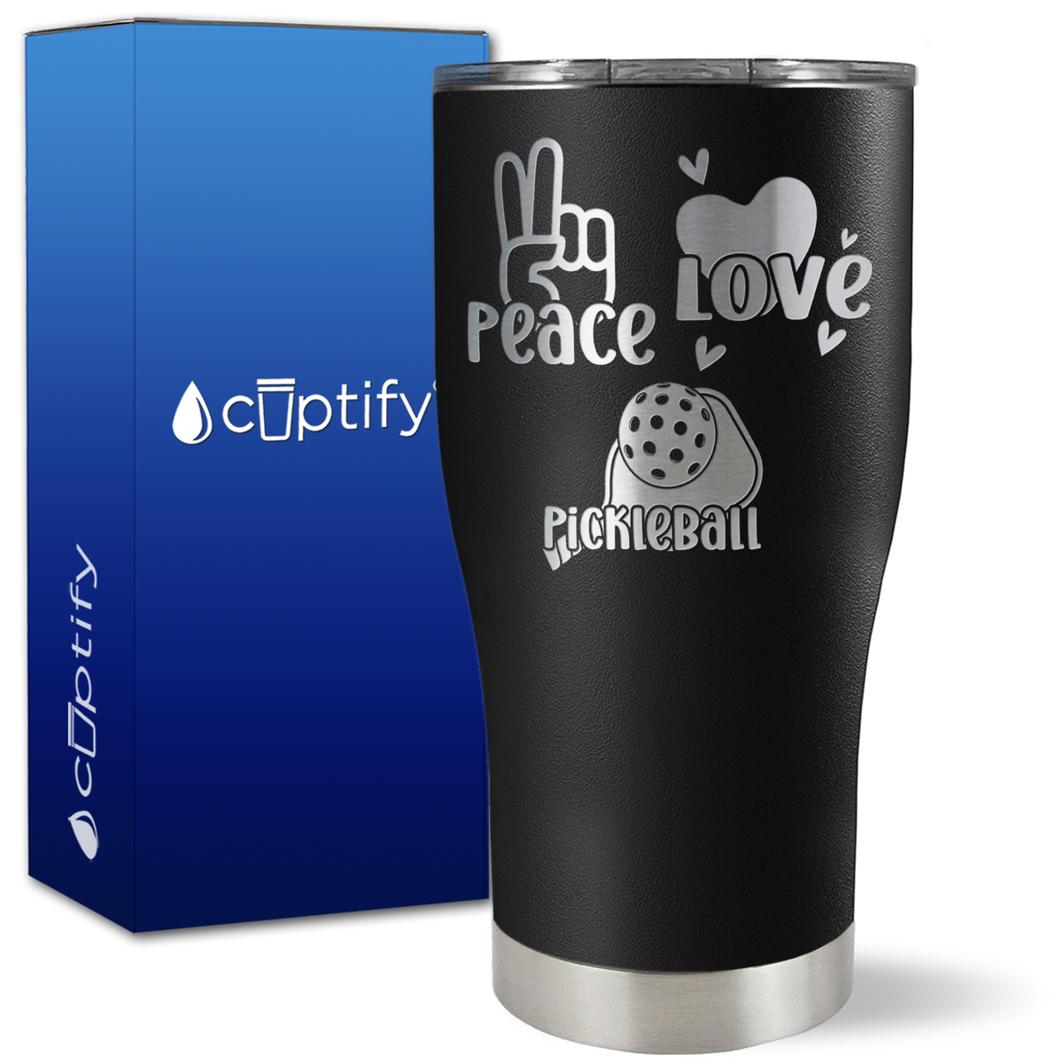 Peace Love Pickleball on 27oz Curve Tumbler