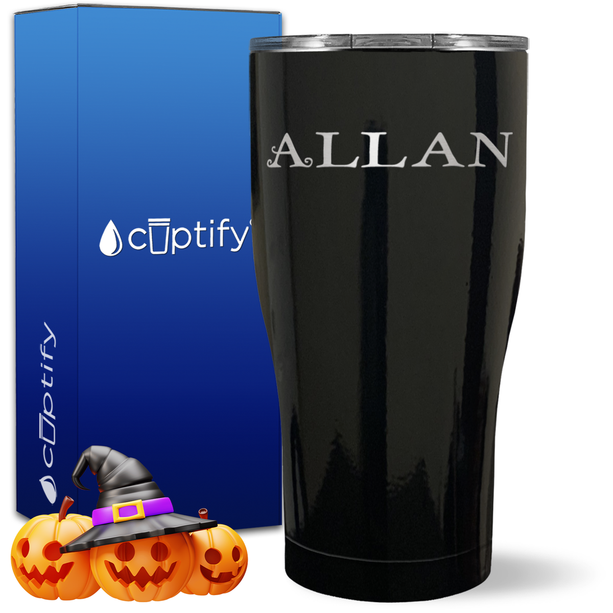 Personalized Eerie Halloween Font on 27oz Curve Tumbler