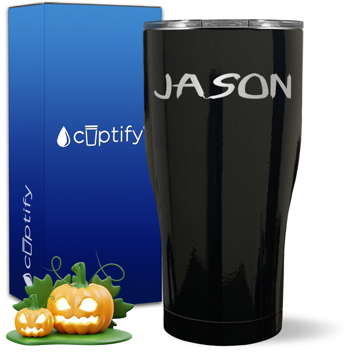 Personalized Scary Halloween Font on 27oz Curve Tumbler