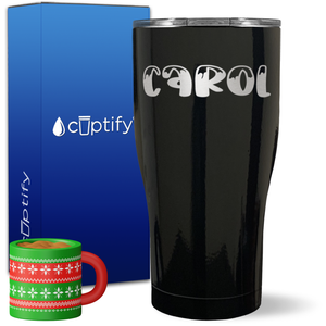 Personalized Frosty Christmas Font on 27oz Curve Tumbler