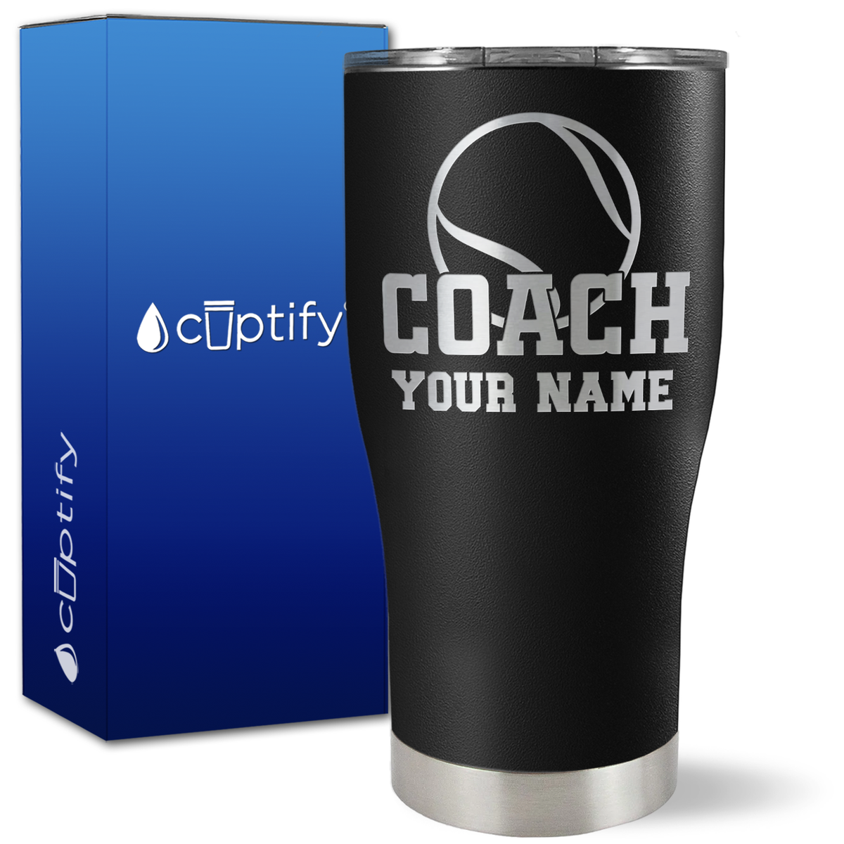 Personalized Coach Tennis Ball on 27oz Curve Tumbler