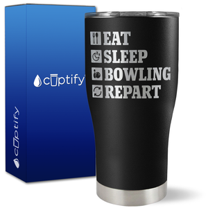 Eat Sleep Bowling Repeat on 27oz Curve Tumbler