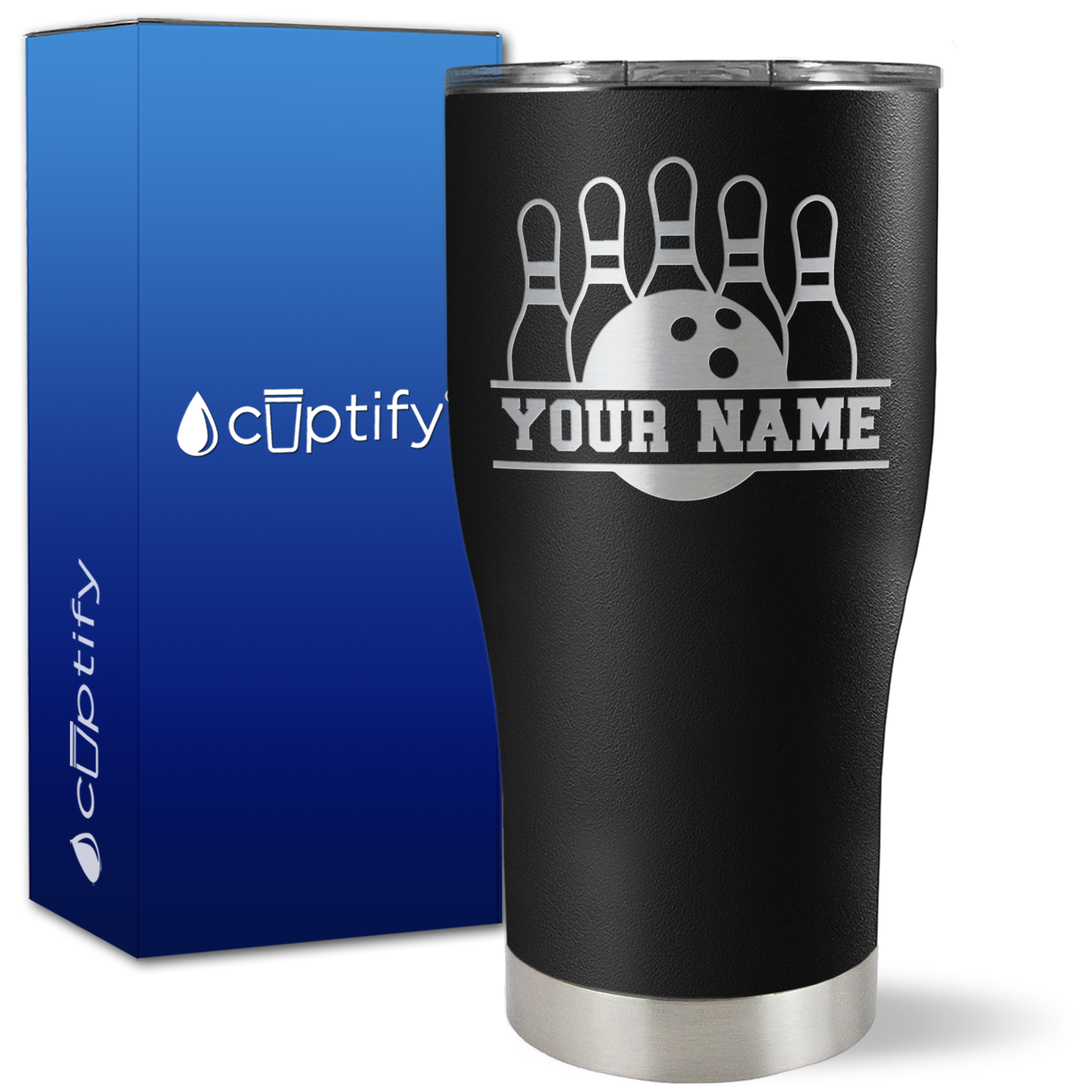 Personalized Split Bowling on 27oz Curve Tumbler