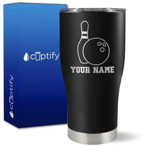 Personalized Bowling Ball and Pin on 27oz Curve Tumbler