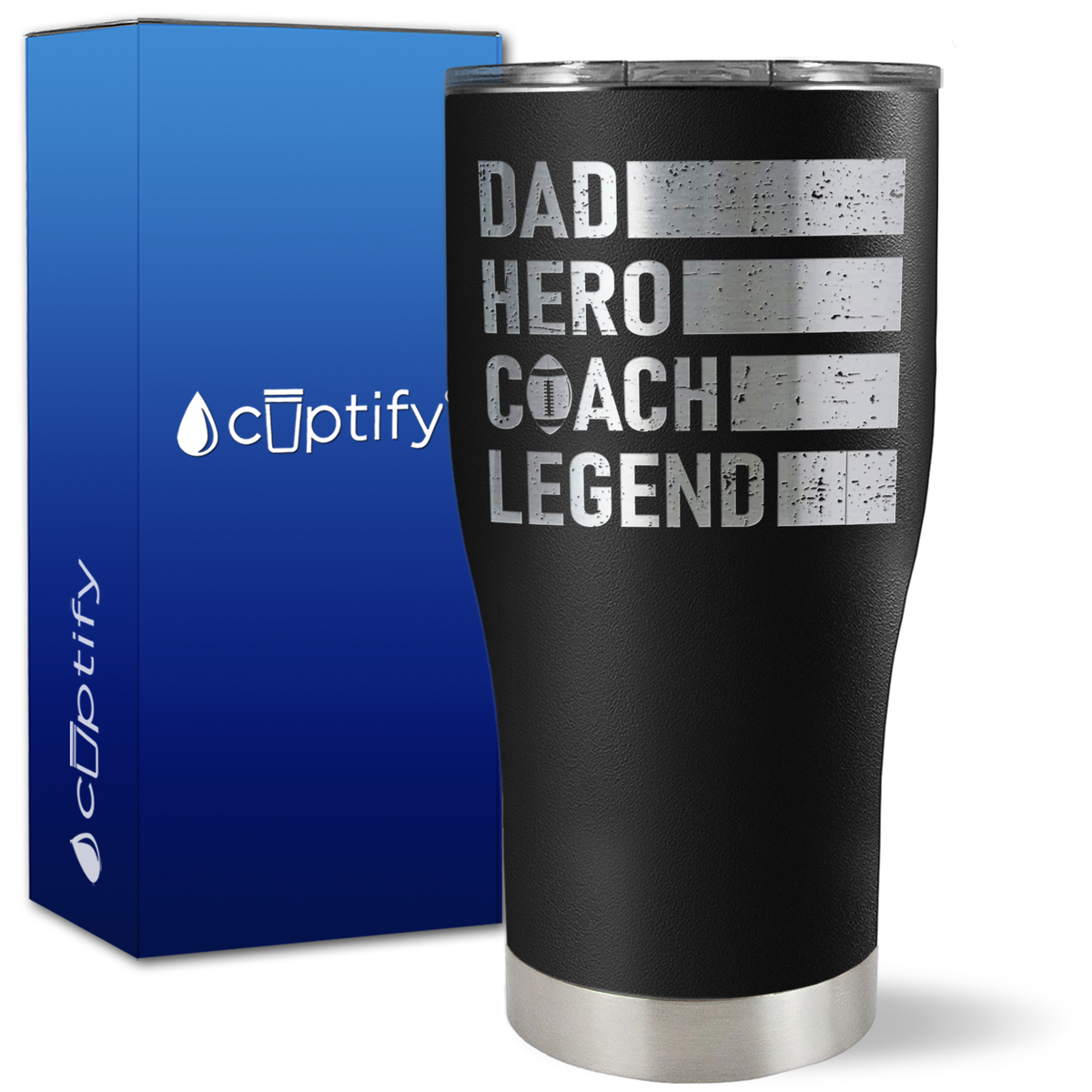 Dad, Hero, Coach, Legend on 27oz Curve Tumbler