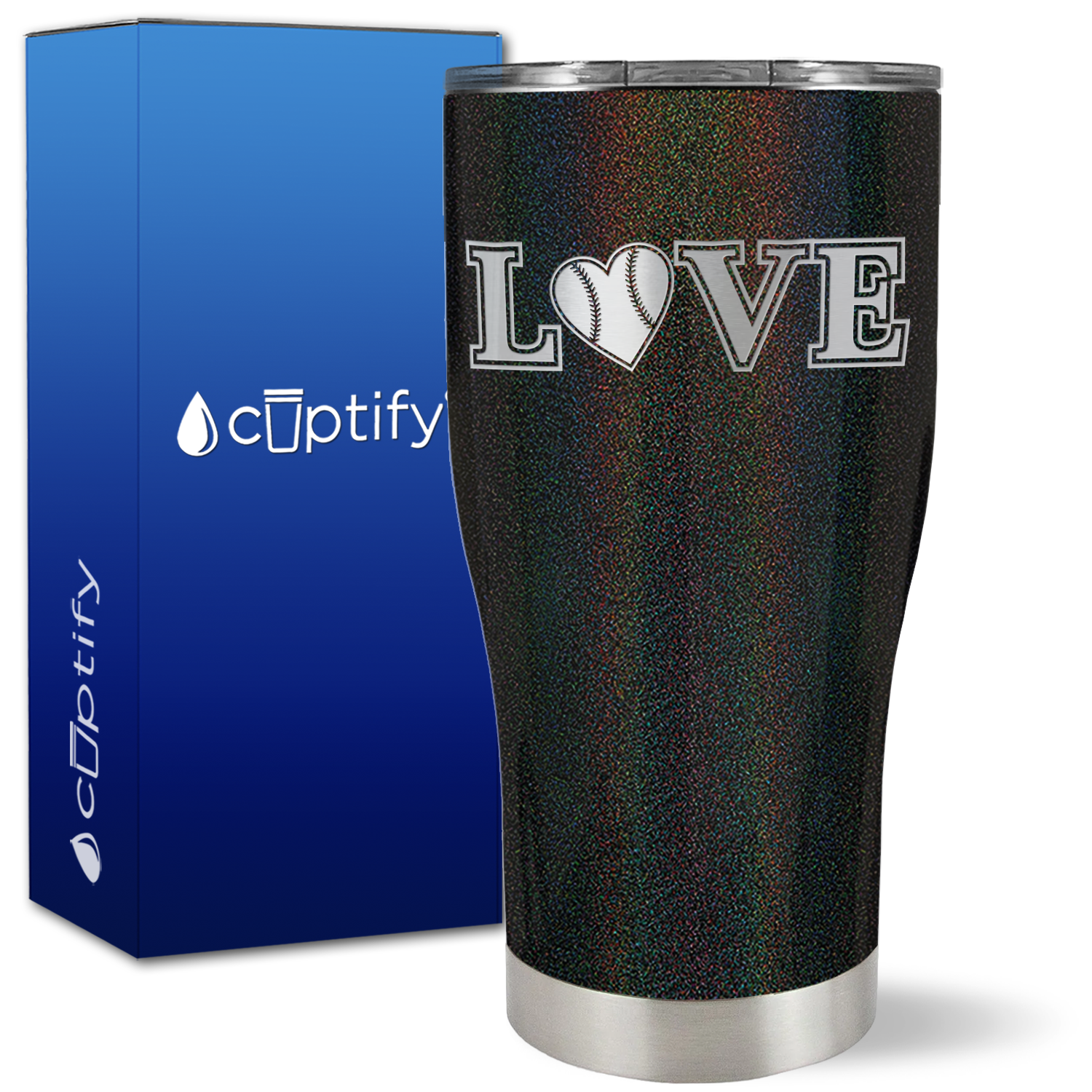 Baseball Love Heart on 27oz Curve Tumbler
