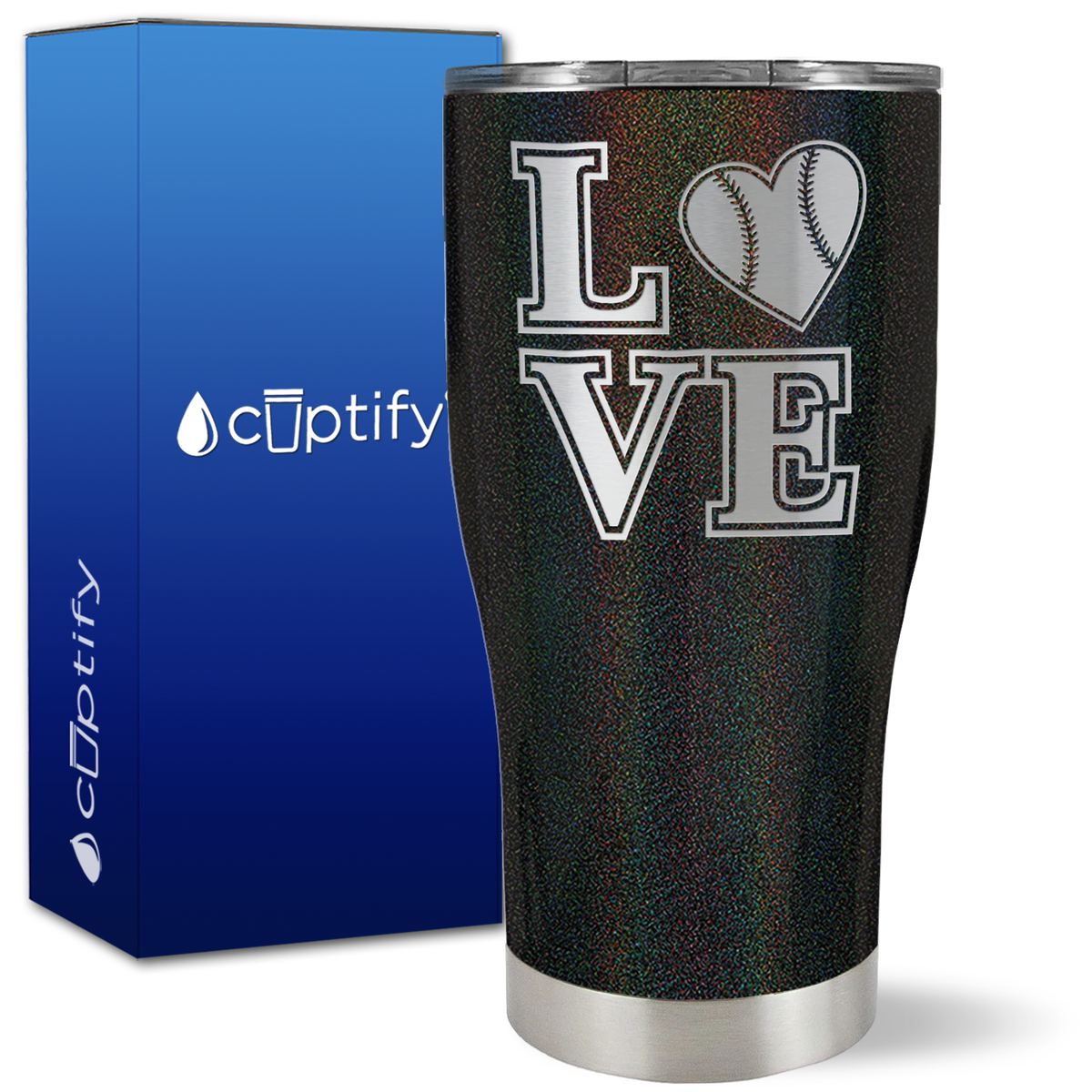 Baseball Heart Love on 27oz Curve Tumbler