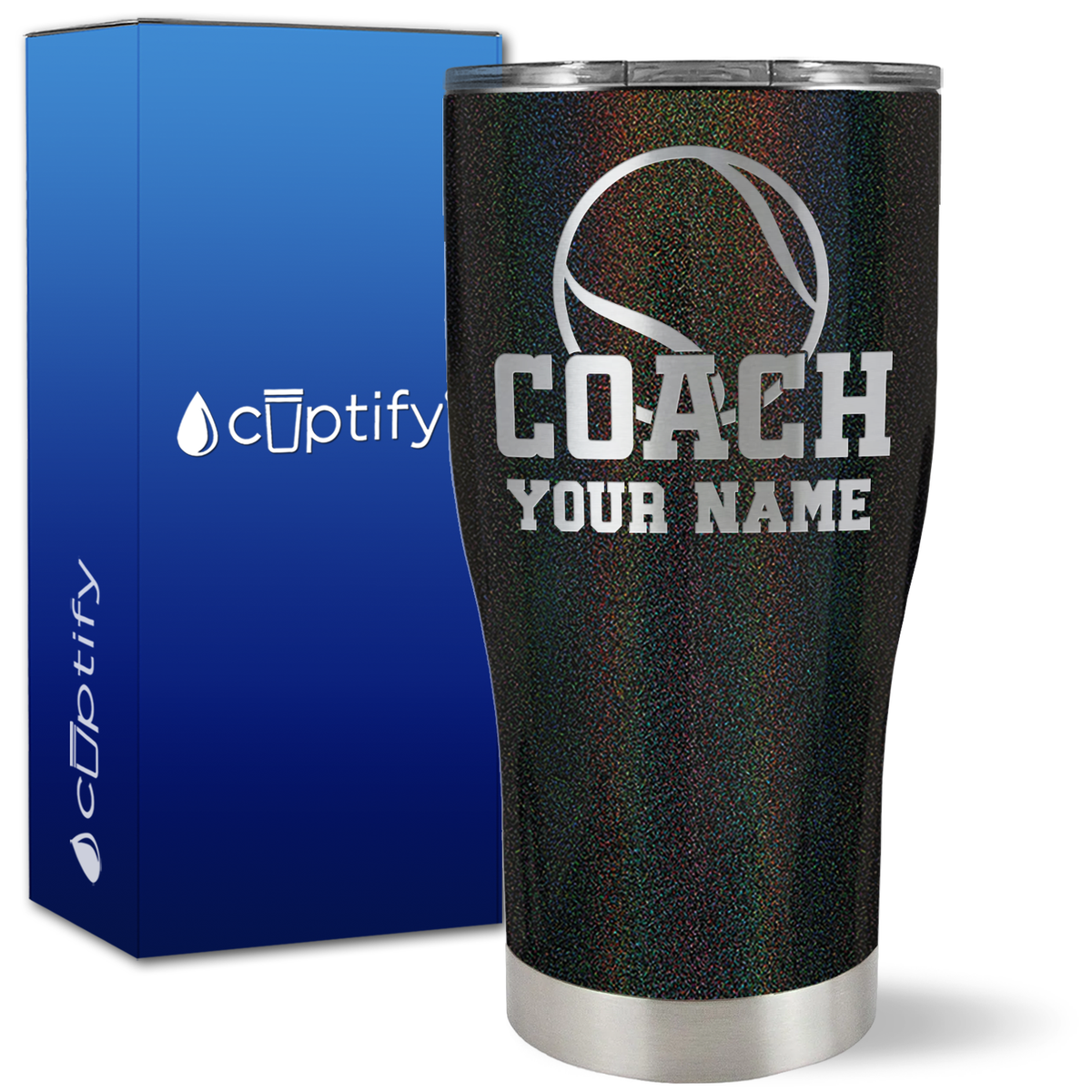 Personalized Coach Tennis Ball on 27oz Curve Tumbler