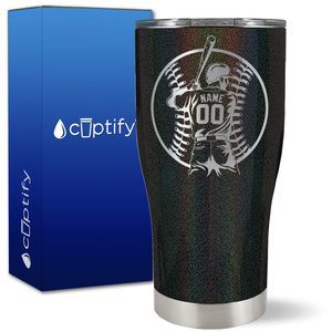 Personalized Baseball Player Name and Number on 27oz Curve Tumbler