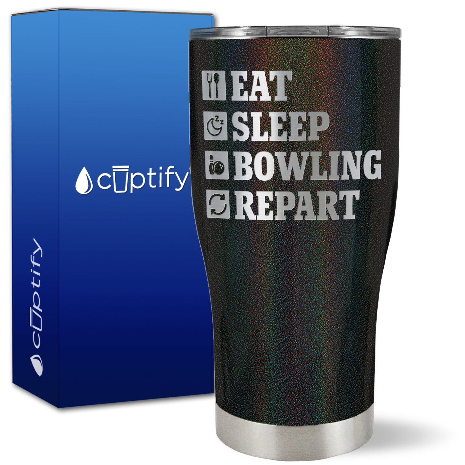 Eat Sleep Bowling Repeat on 27oz Curve Tumbler