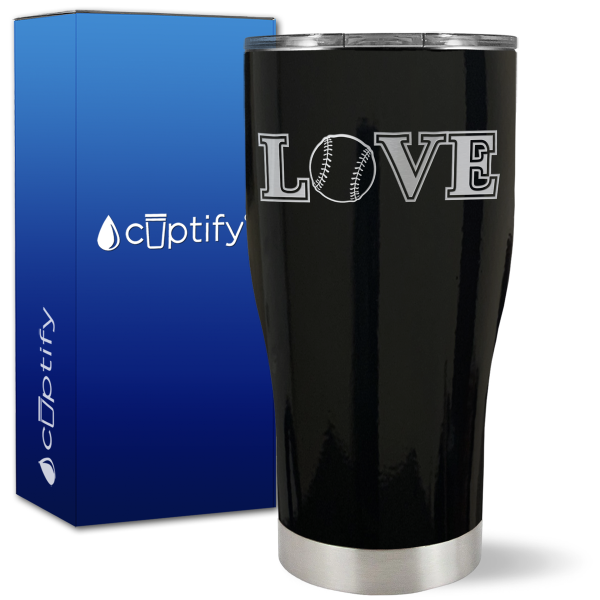 Baseball Love on 27oz Curve Tumbler