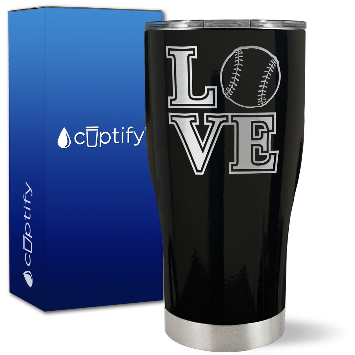 Love Baseball on 27oz Curve Tumbler
