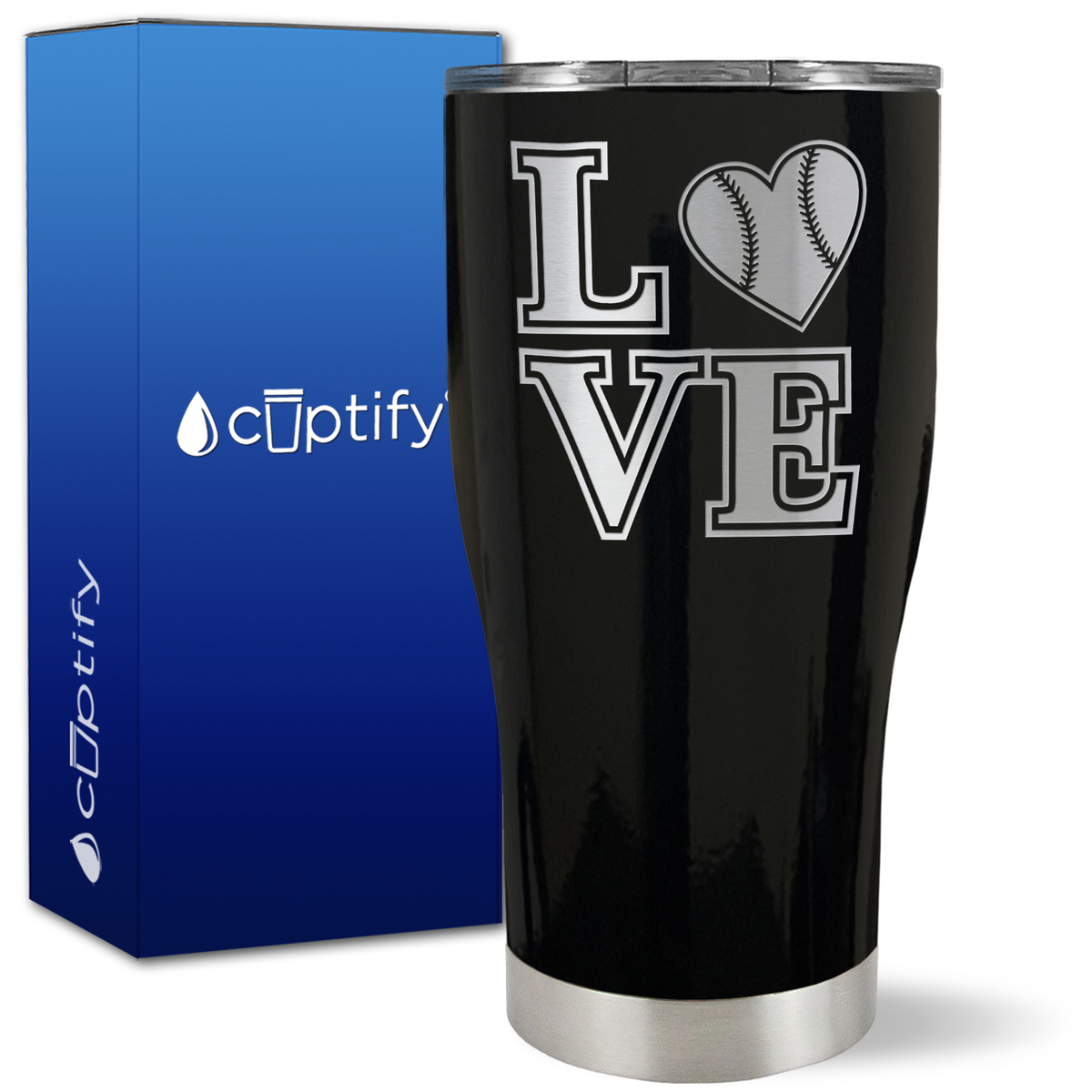 Baseball Heart Love on 27oz Curve Tumbler