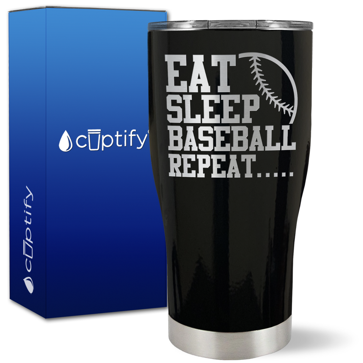Eat Sleep Baseball Repeat on 27oz Curve Tumbler