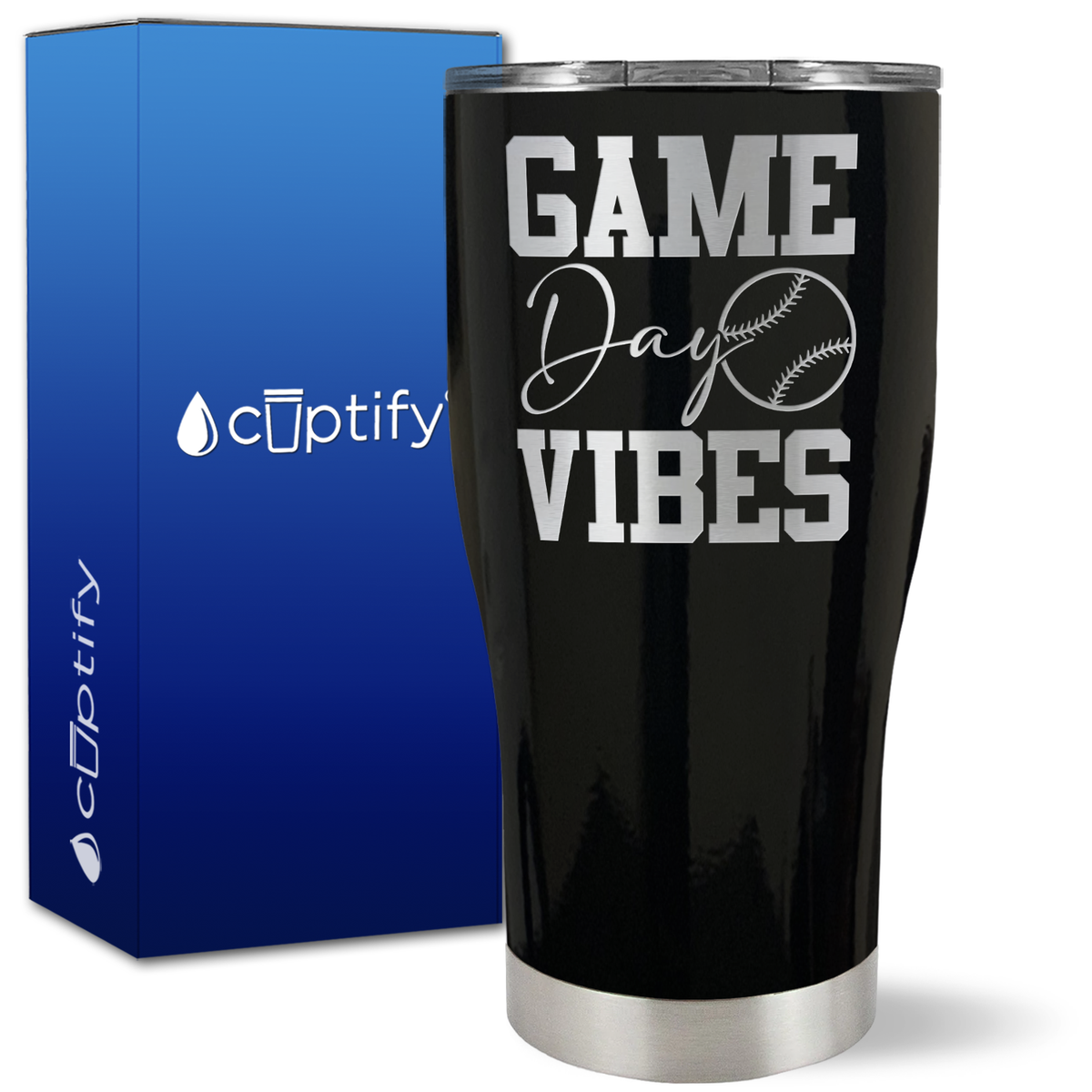 Game Day Vibes Baseball on 27oz Curve Tumbler