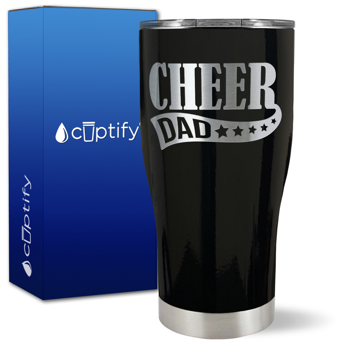 Cheer Dad Banner Stars on 27oz Curve Tumbler