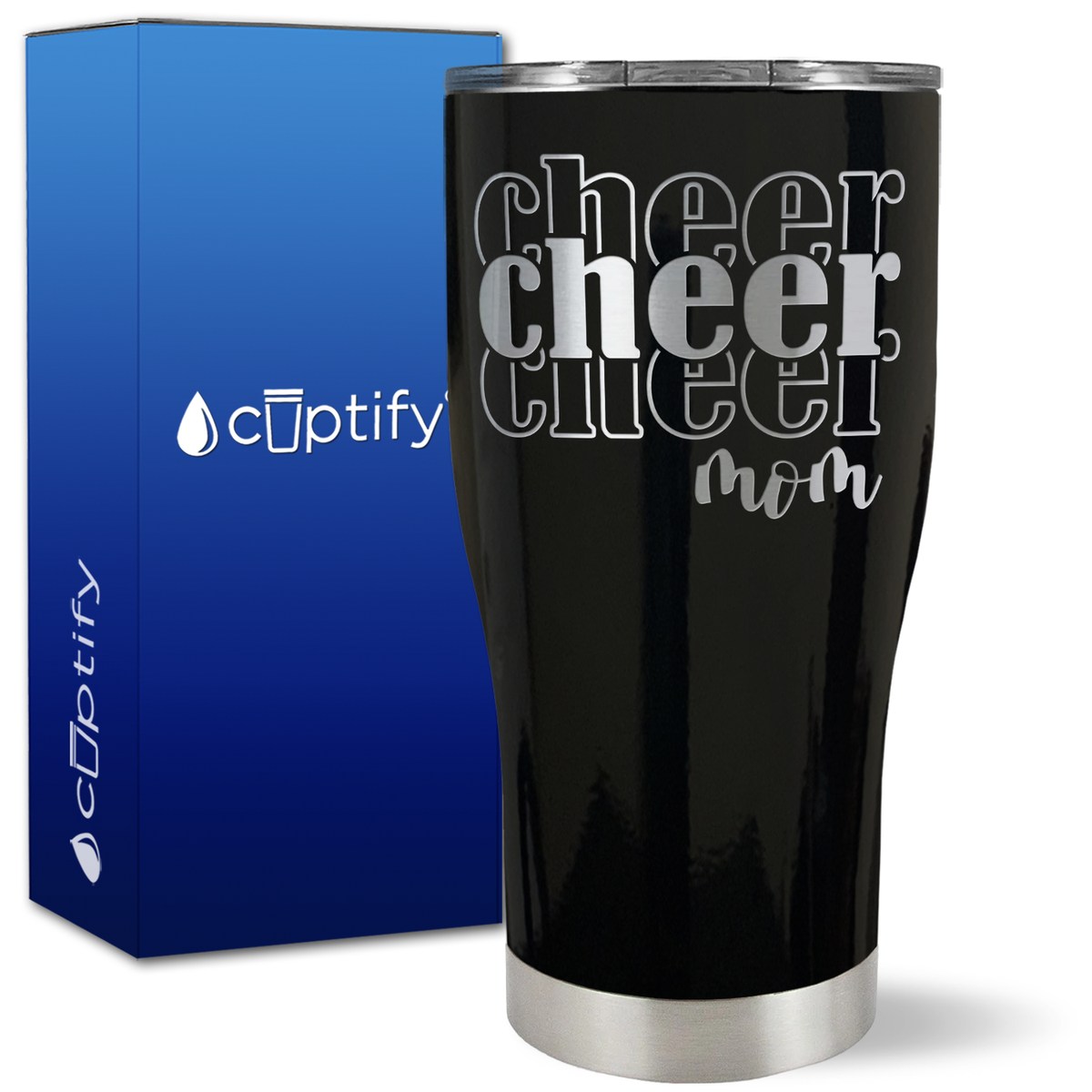 Cheer Cheer Cheer Mom on 27oz Curve Tumbler