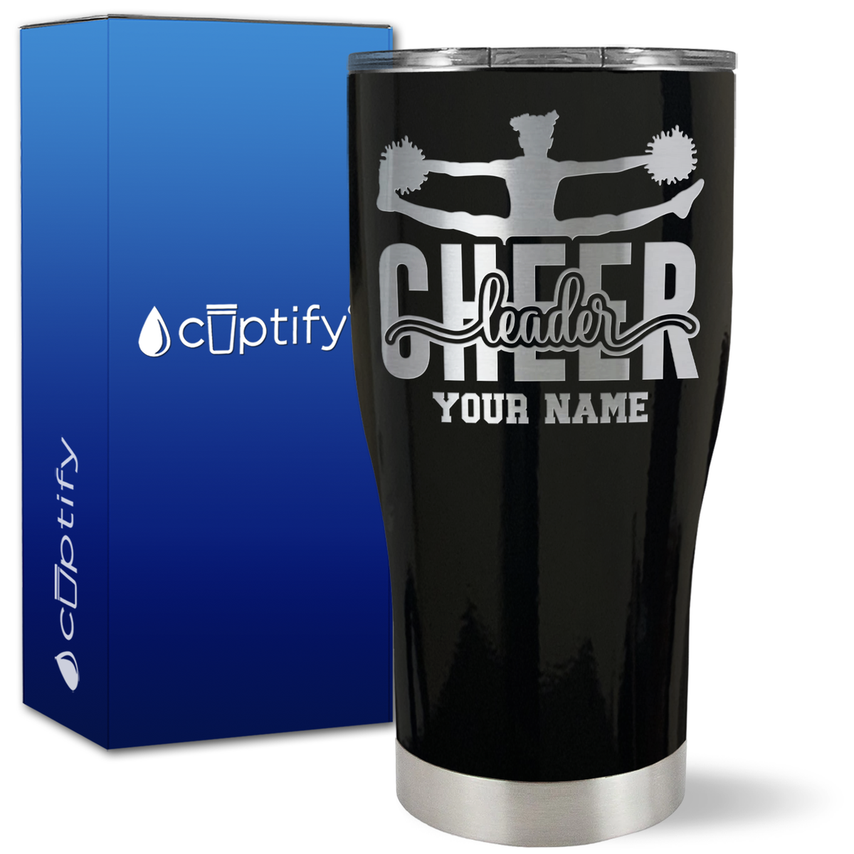 Personalized Cheerleader Silhouette Jump on 27oz Curve Tumbler