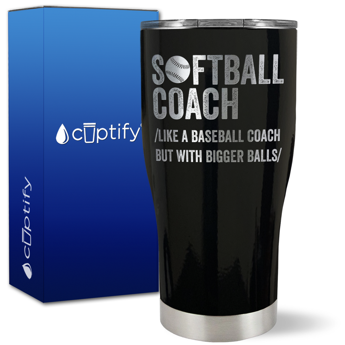 Softball Coach Like a Baseball Coach on 27oz Curve Tumbler