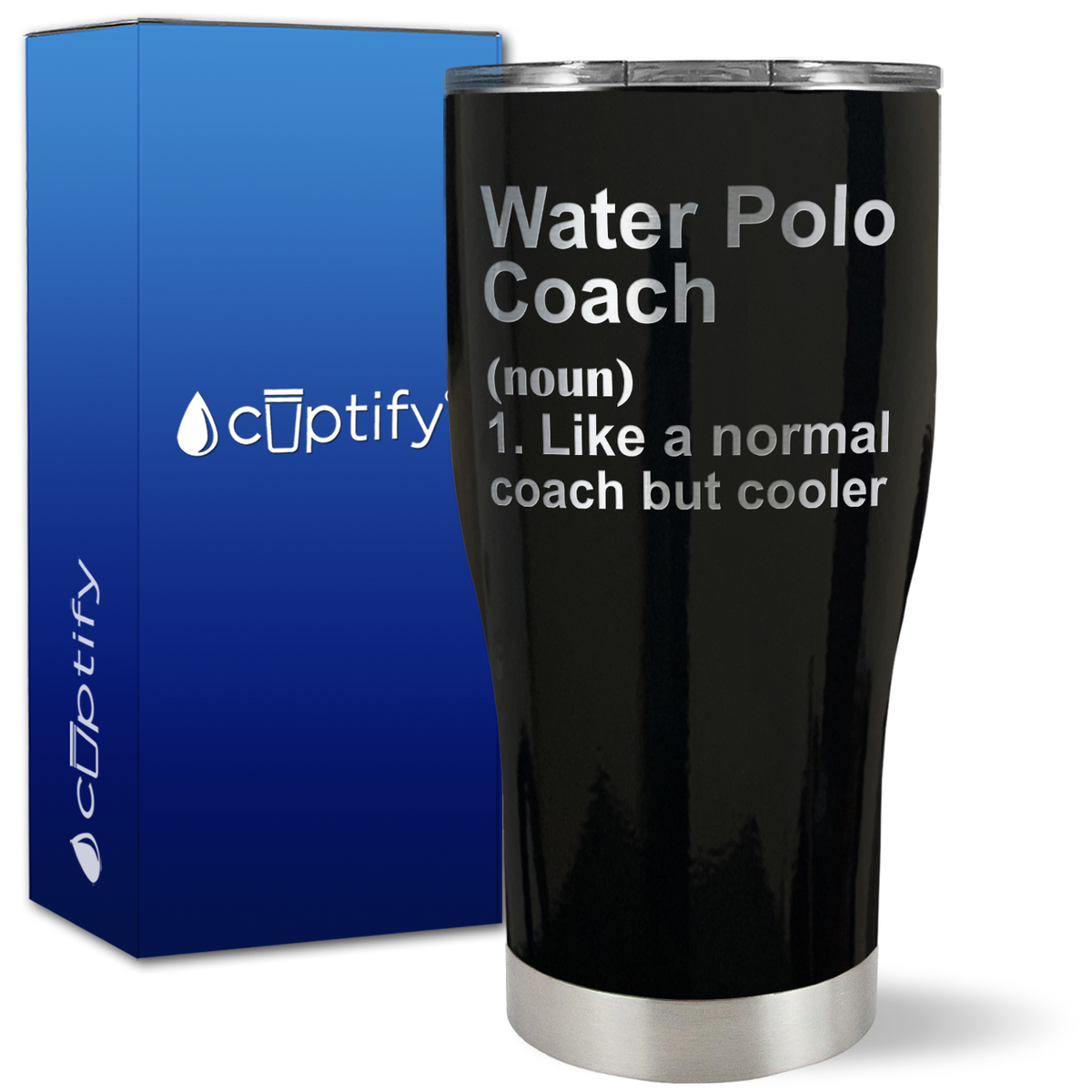 Water Polo Coach Definition on 27oz Curve Tumbler