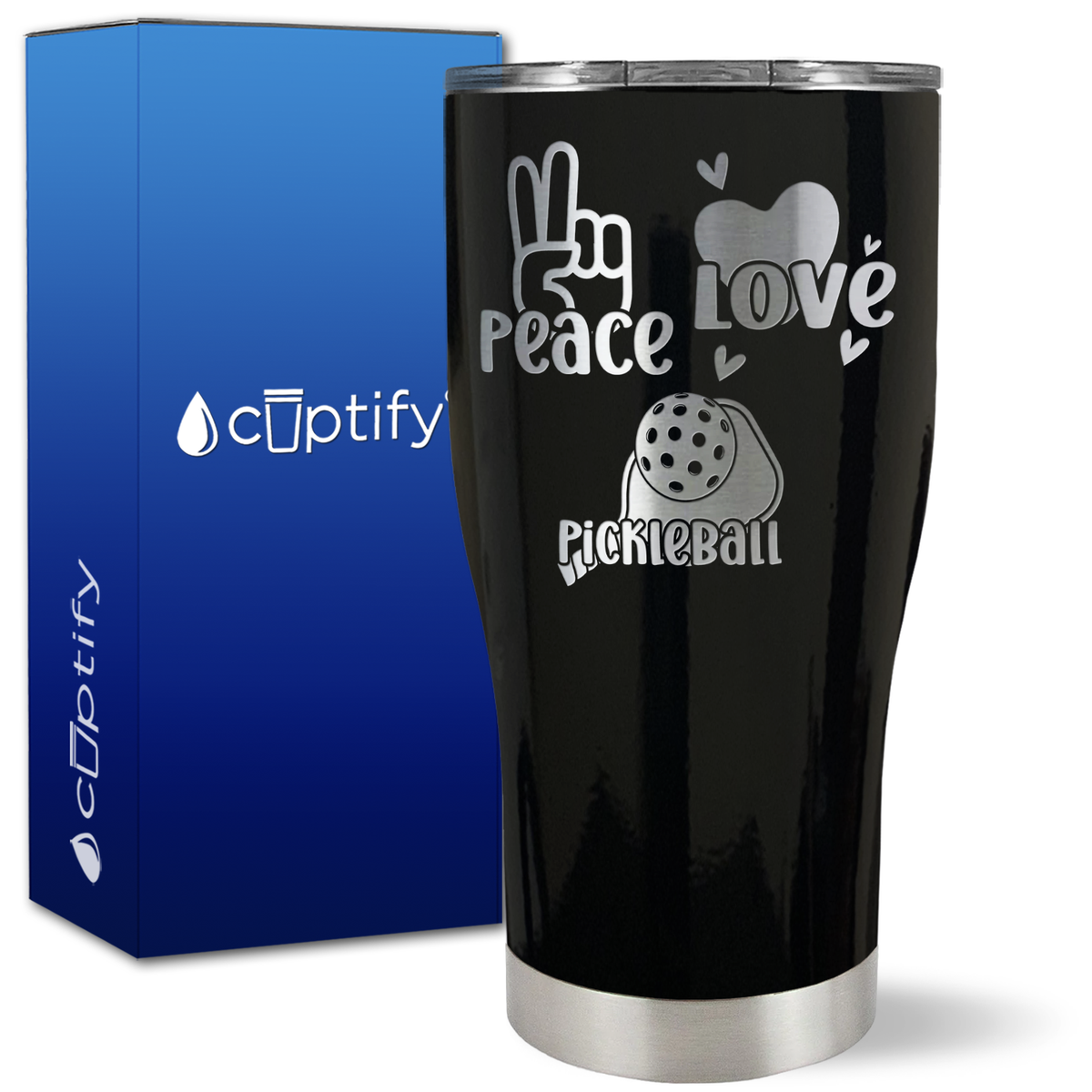 Peace Love Pickleball on 27oz Curve Tumbler
