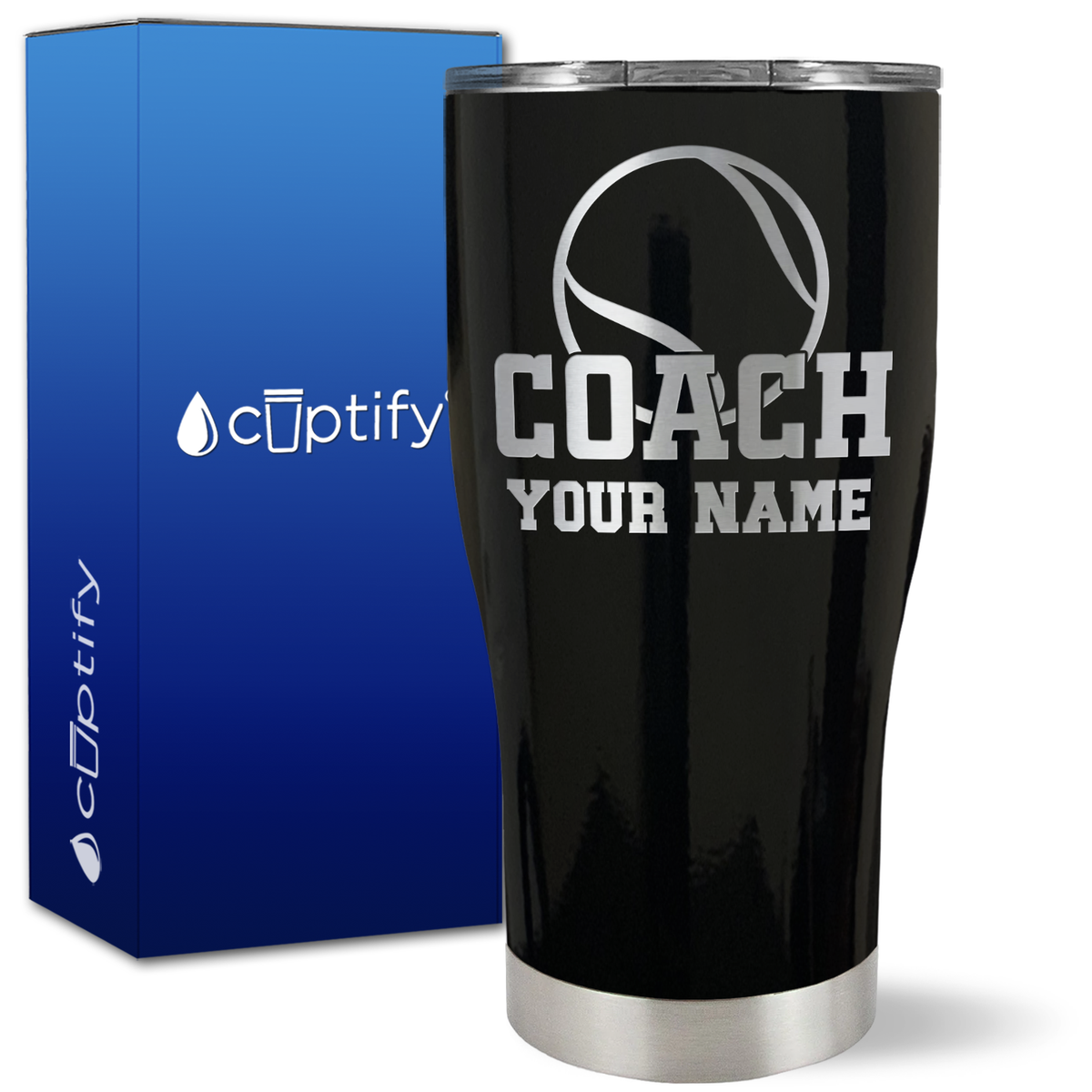 Personalized Coach Tennis Ball on 27oz Curve Tumbler