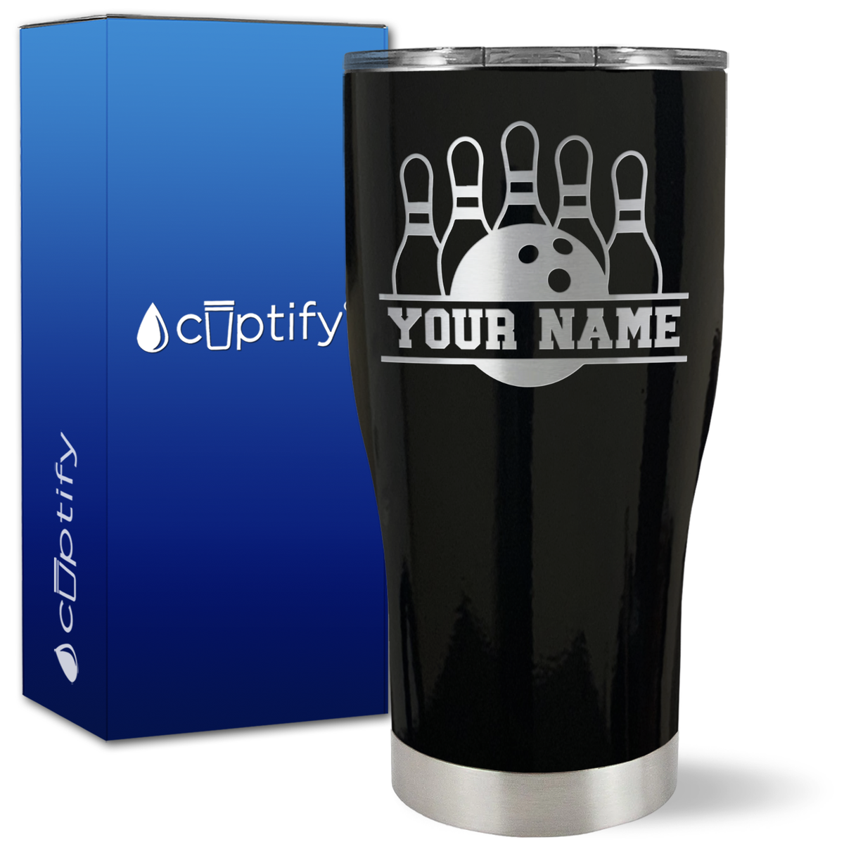 Personalized Split Bowling on 27oz Curve Tumbler