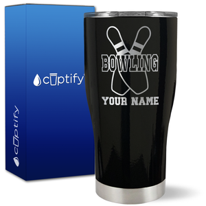 Personalized Bowling Pins on 27oz Curve Tumbler