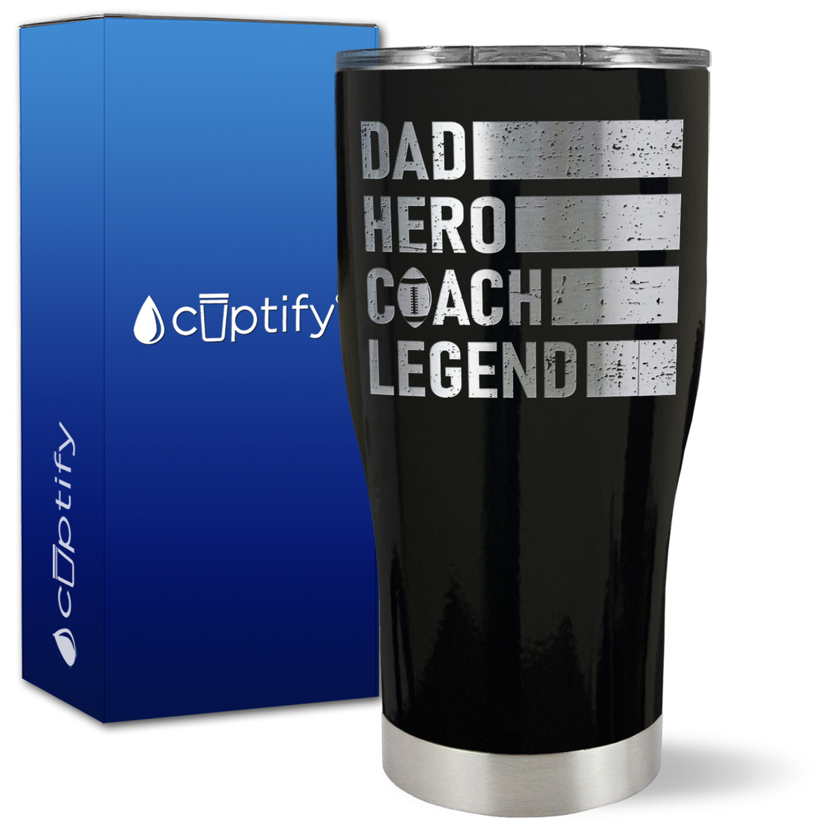 Dad, Hero, Coach, Legend on 27oz Curve Tumbler
